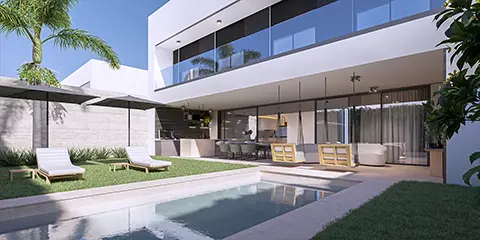 Piscina e jardim privativos